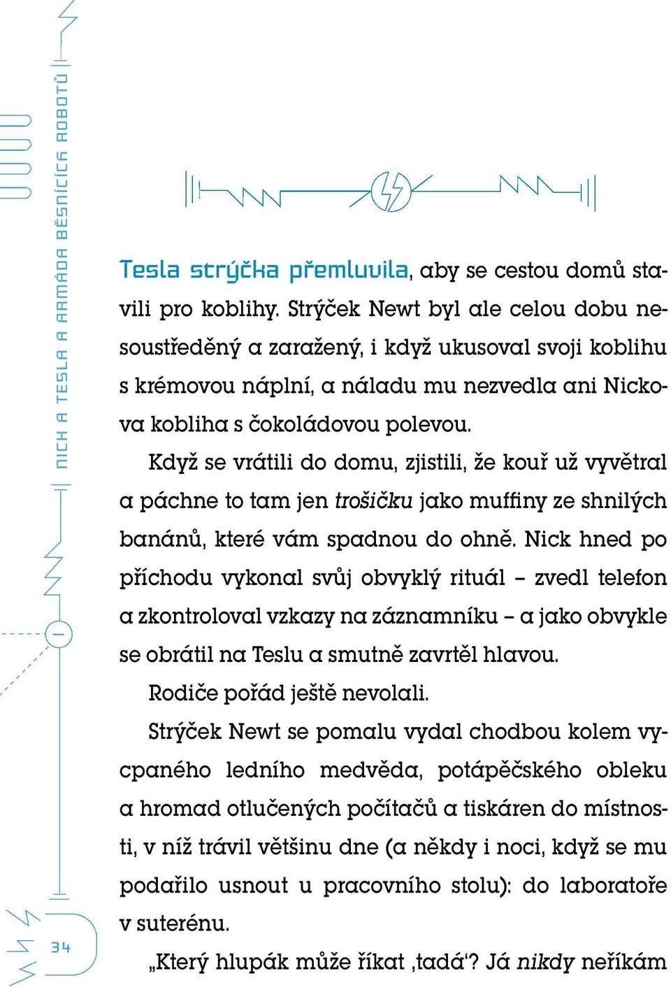 Když se vrátili do domu, zjistili, že kouř už vyvětral a páchne to tam jen trošičku jako muffiny ze shnilých banánů, které vám spadnou do ohně.