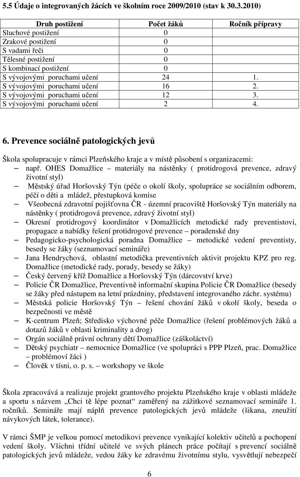 S vývojovými poruchami učení 16 2. S vývojovými poruchami učení 12 3. S vývojovými poruchami učení 2 4. 6.