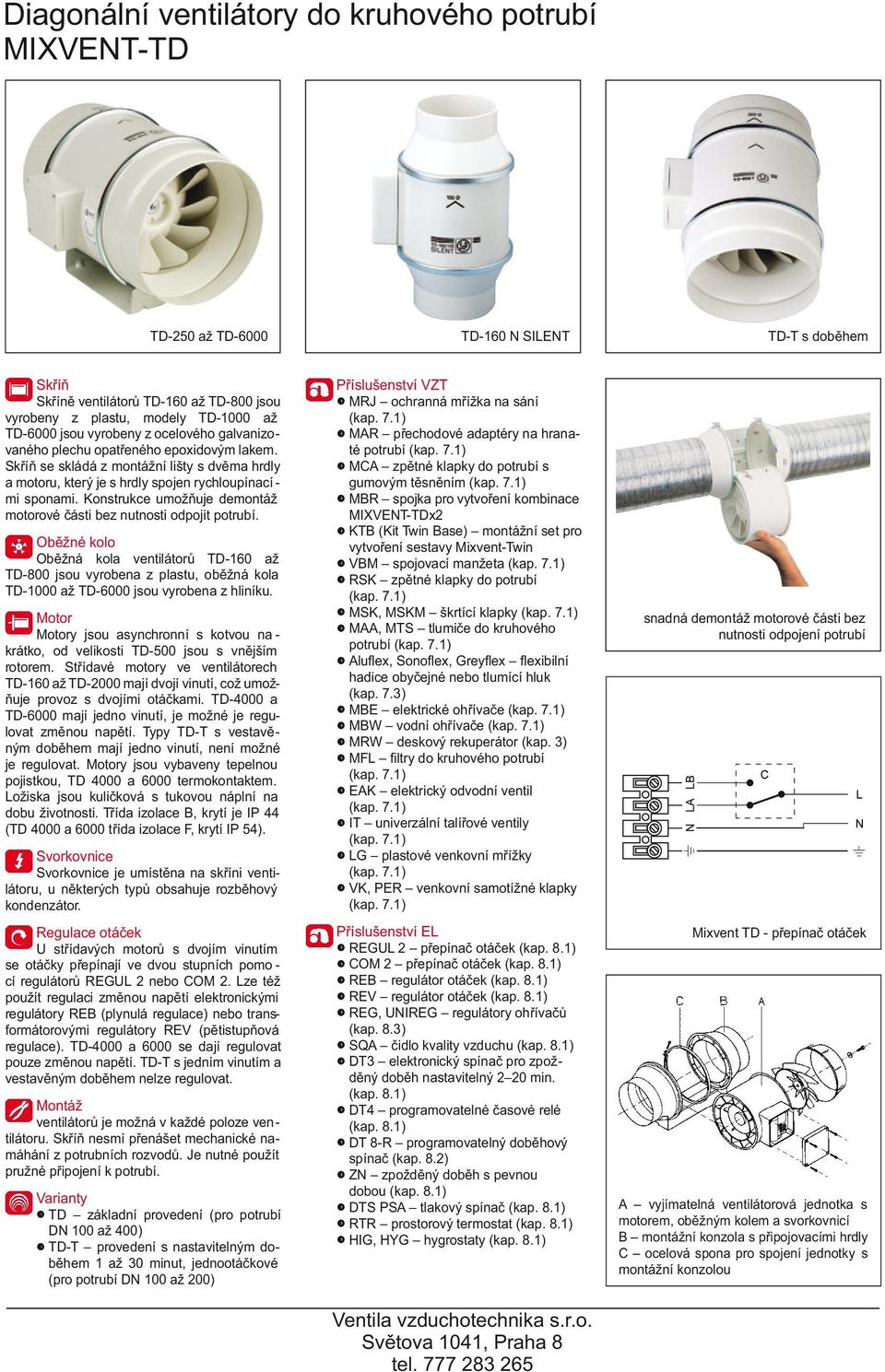 Oběžné kolo Oběžná kola ventilátorů TD-16 až TD-8 jsou vyrobena z plastu, oběžná kola TD-1 až TD-6 jsou vyrobena z hliníku.