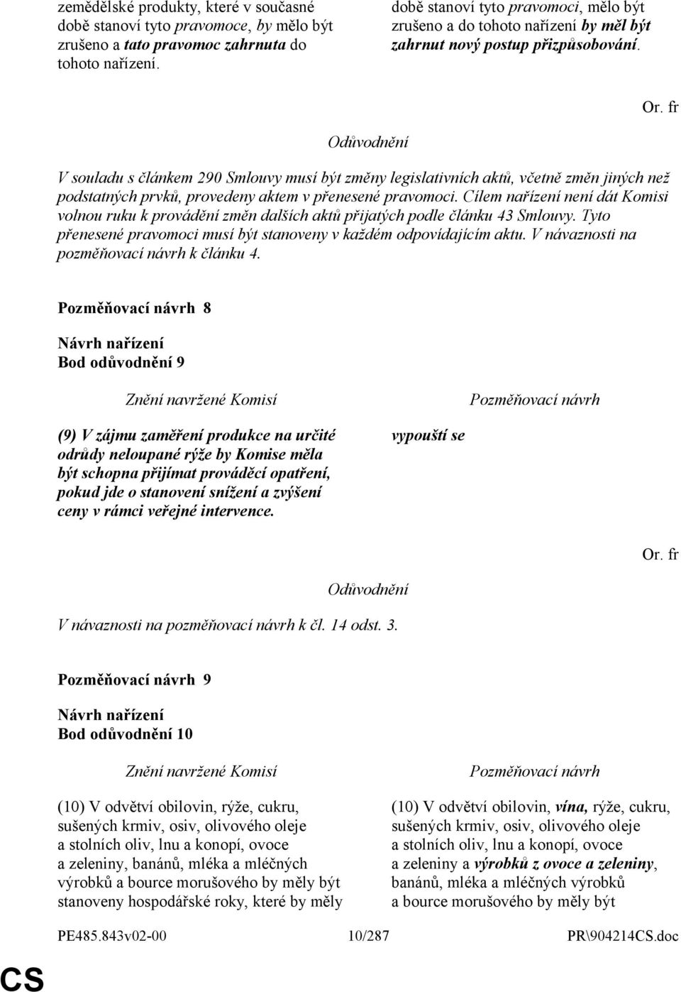 V souladu s článkem 290 Smlouvy musí být změny legislativních aktů, včetně změn jiných než podstatných prvků, provedeny aktem v přenesené pravomoci.