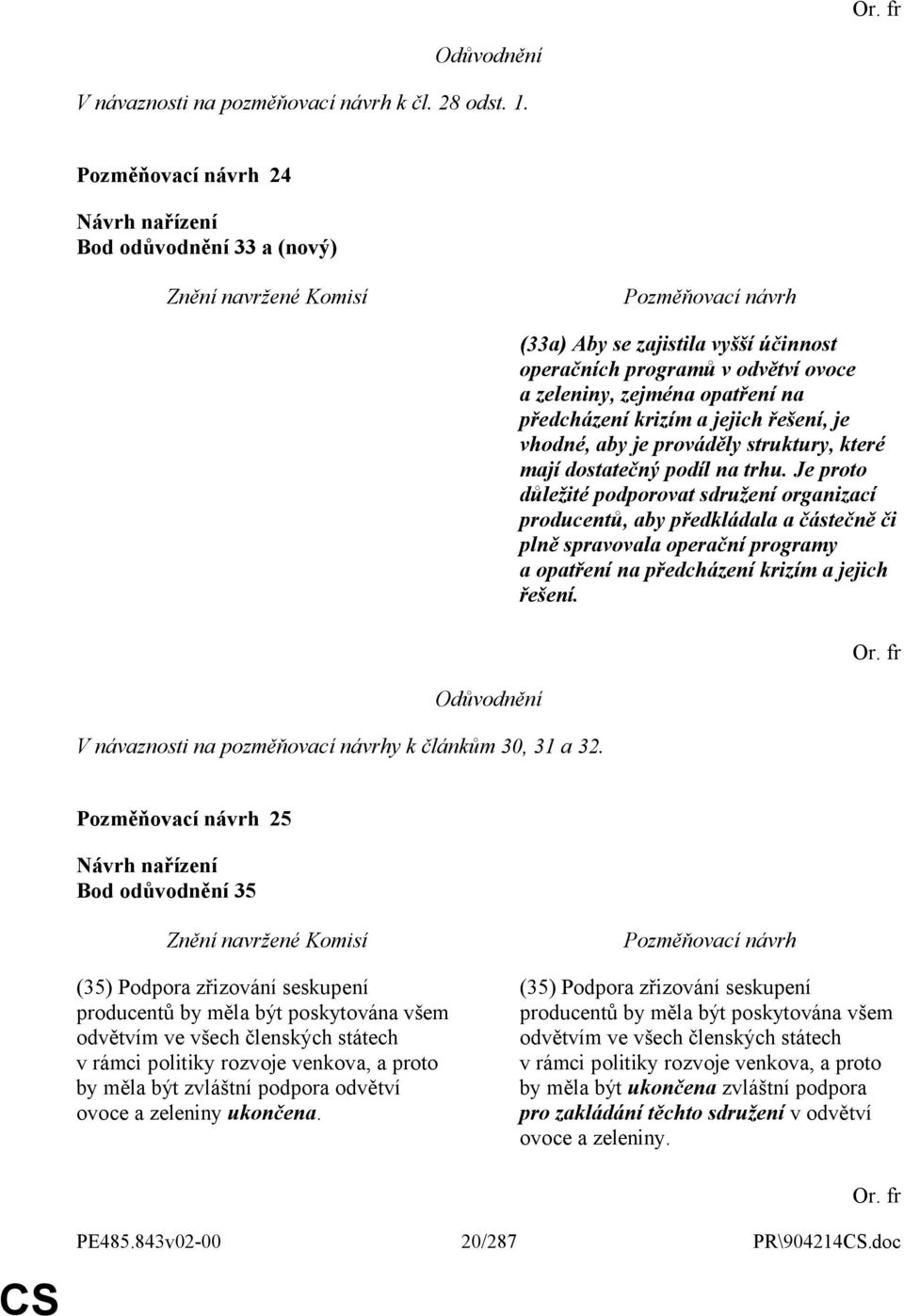 dostatečný podíl na trhu. Je proto důležité podporovat sdružení organizací producentů, aby předkládala a částečně či plně spravovala operační programy a opatření na předcházení krizím a jejich řešení.