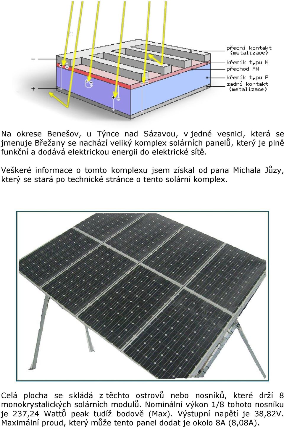 Veškeré informace o tomto komplexu jsem získal od pana Michala Jůzy, který se stará po technické stránce o tento solární komplex.