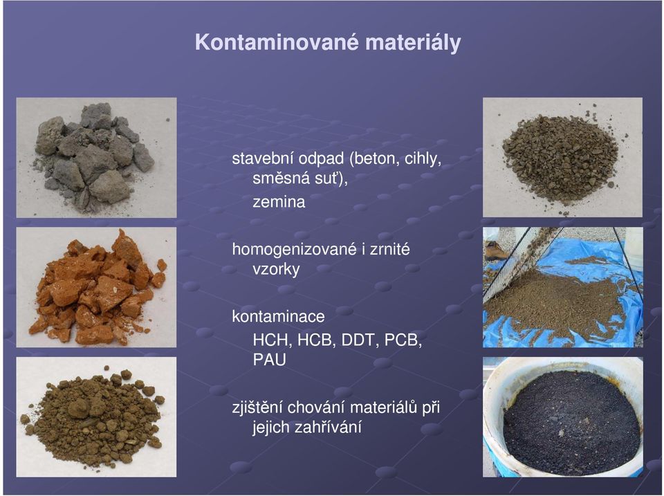 zrnité vzorky kontaminace HCH, HCB, DDT, PCB,