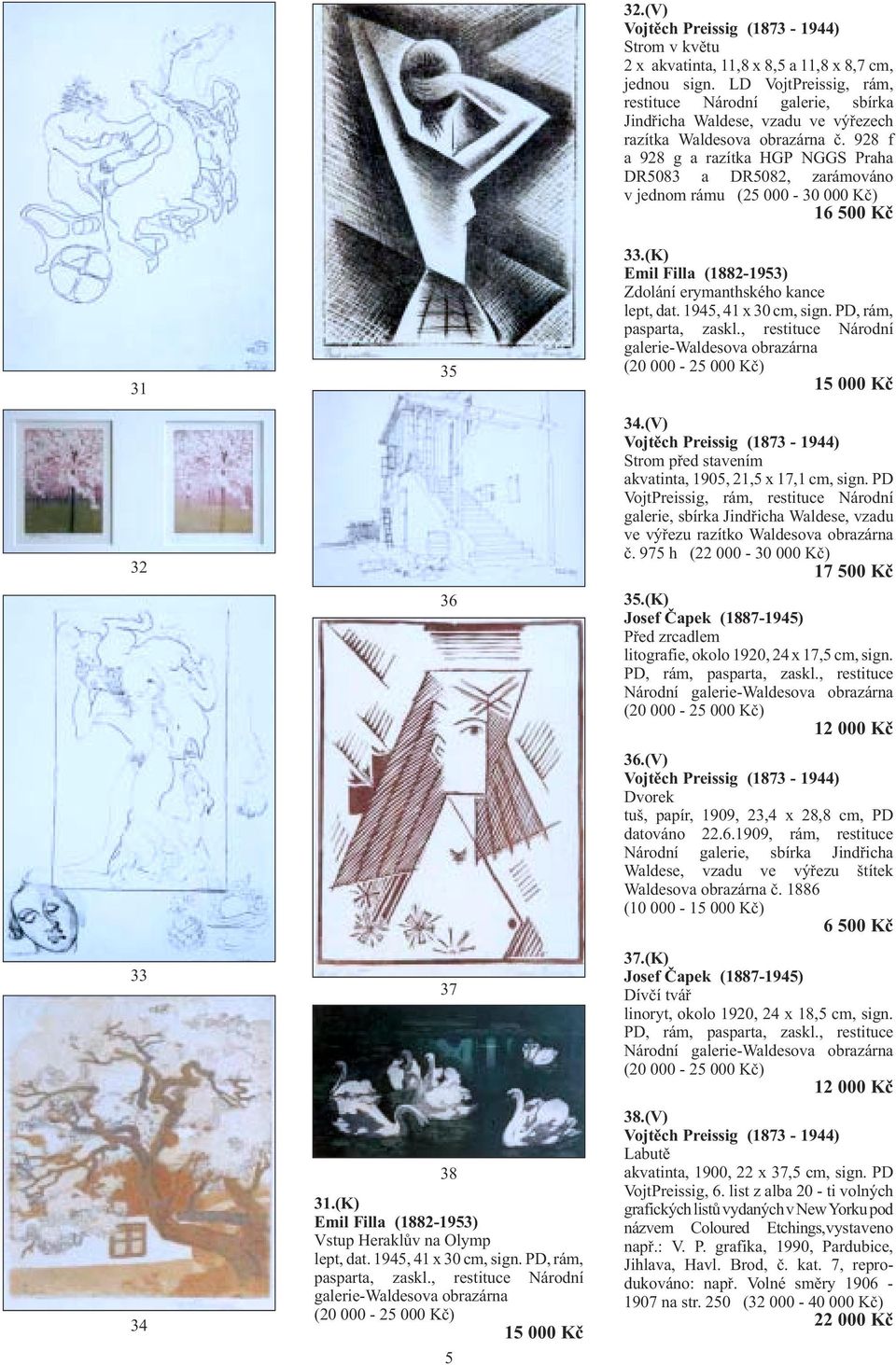 LD VojtPreissig, rám, restituce Národní galerie, sbírka Jindřicha Waldese, vzadu ve výřezech razítka Waldesova obrazárna č.