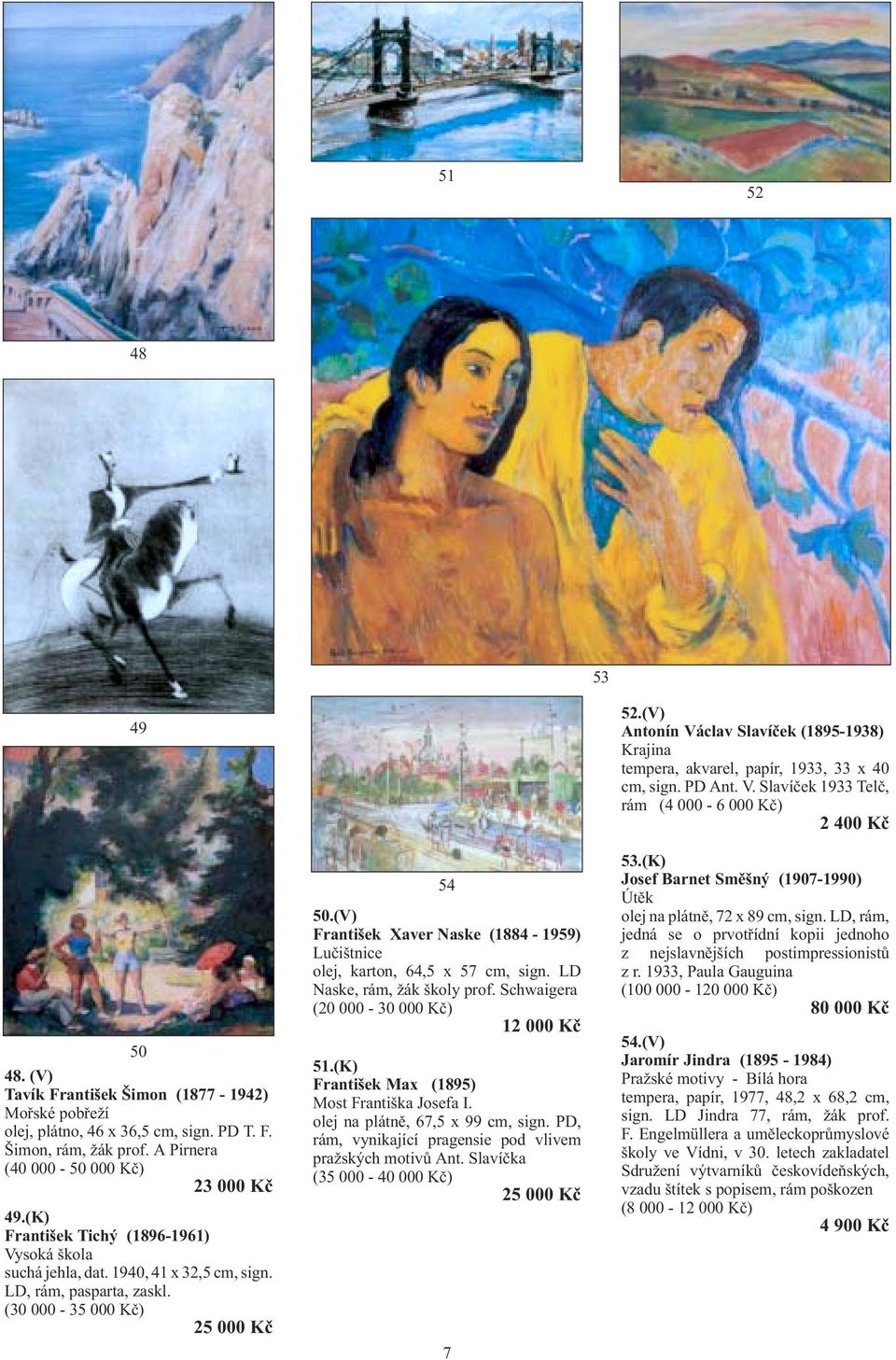 (V) František Xaver Naske (1884-1959) Lučištnice olej, karton, 64,5 x 57 cm, sign. LD Naske, rám, žák školy prof. Schwaigera (20 000-30 000 Kč) 12 000 Kč 51.