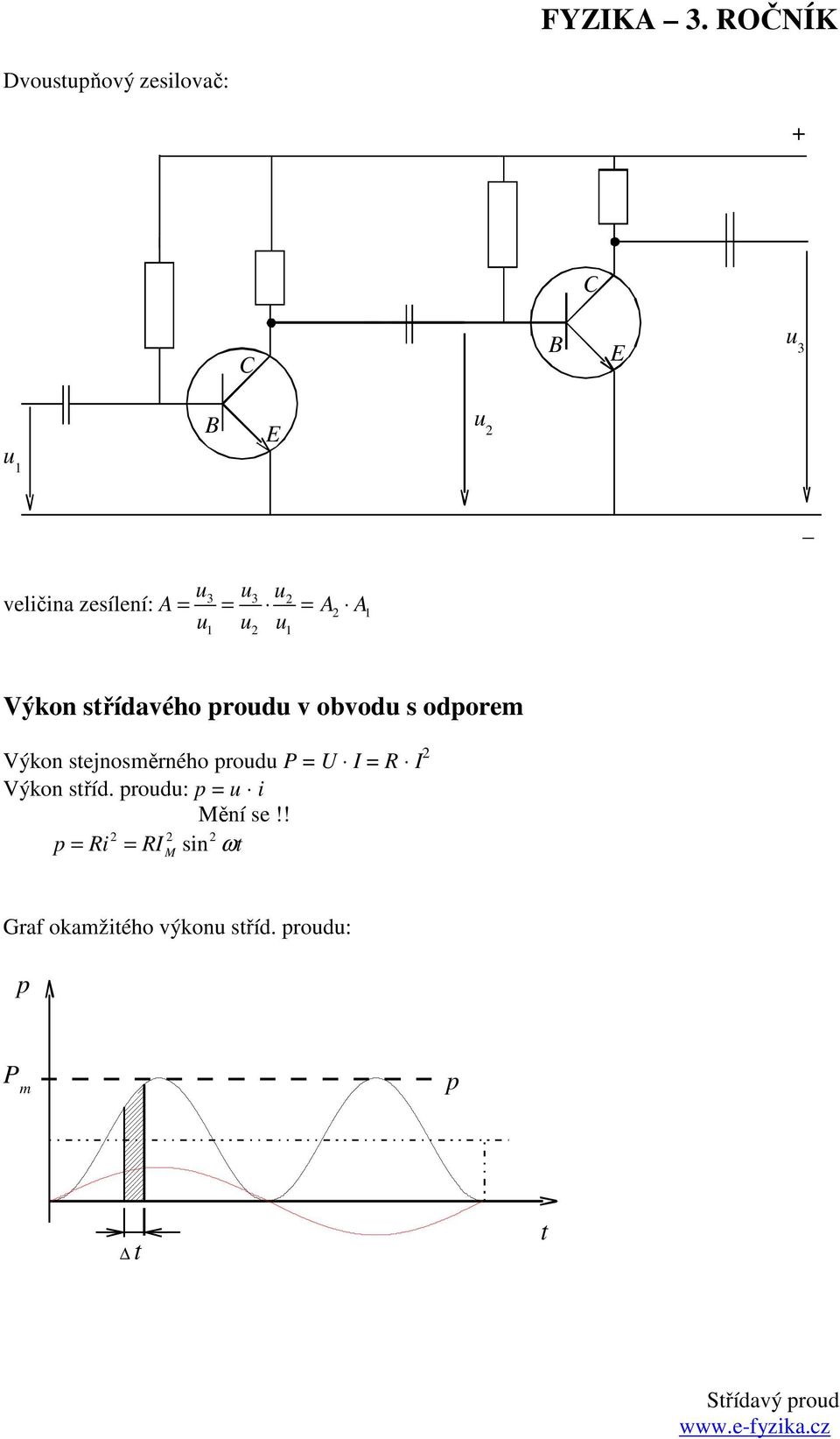 zesílení: A A A1 1 1 Výkon střídavého prod v obvod s odpore