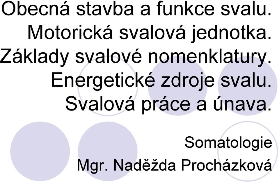 Základy svalové nomenklatury.