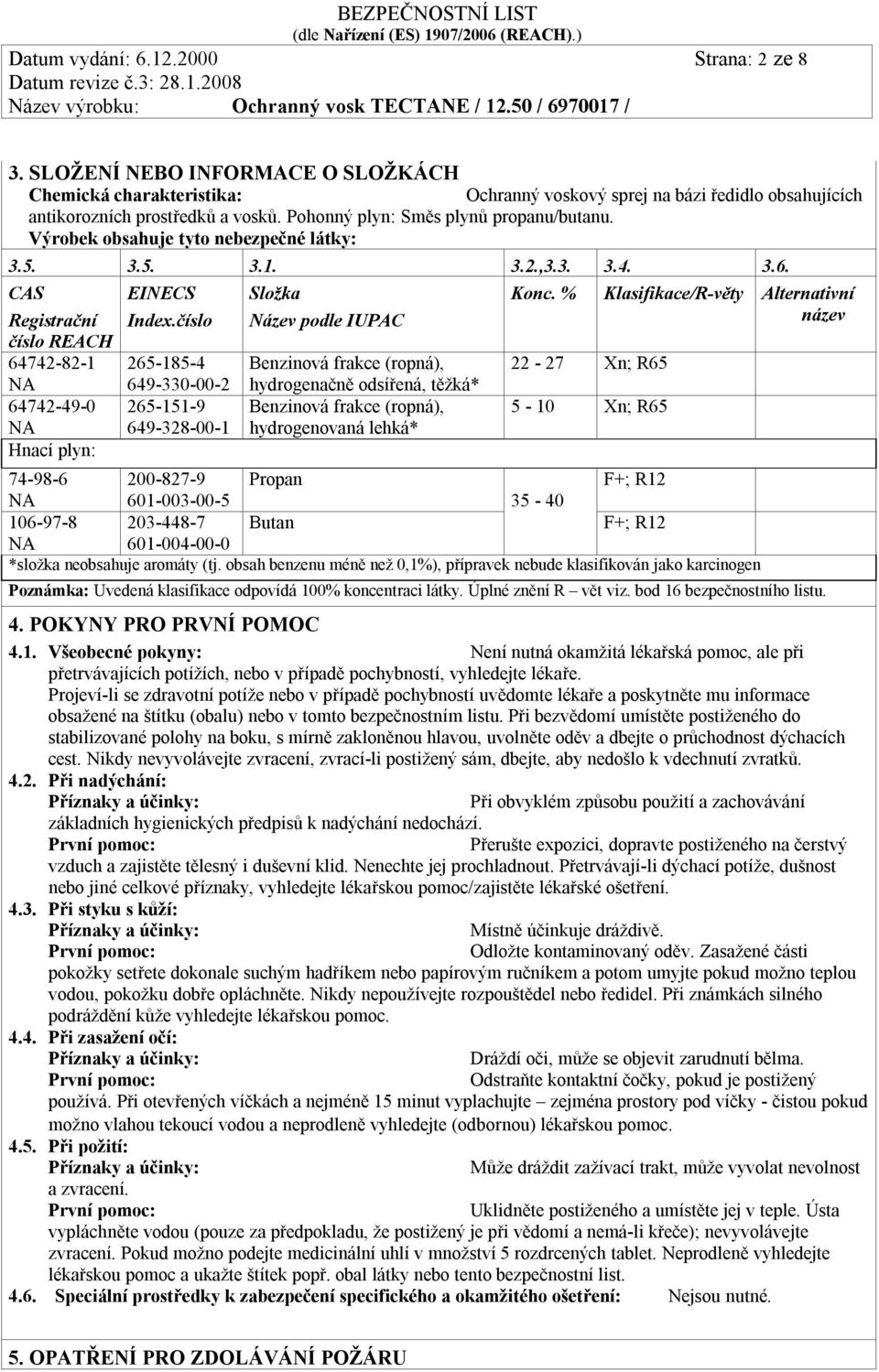 číslo 265-185-4 649-330-00-2 265-151-9 649-328-00-1 Složka Název podle IUPAC Benzinová frakce (ropná), hydrogenačně odsířená, těžká* Benzinová frakce (ropná), hydrogenovaná lehká* Konc.