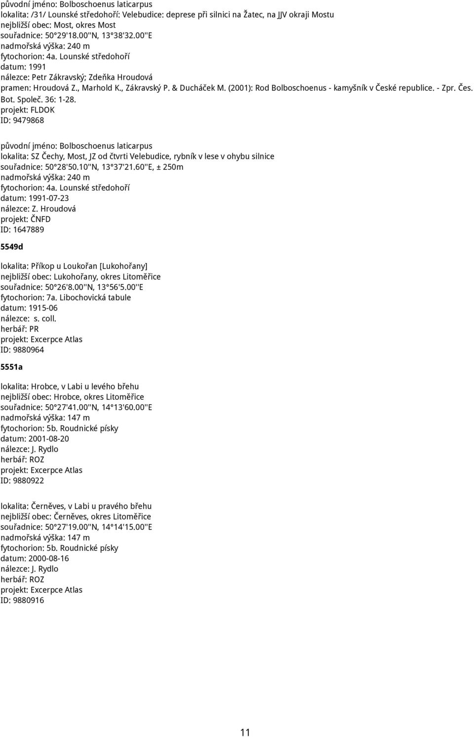 (2001): Rod Bolboschoenus - kamyšník v České republice. - Zpr. Čes. Bot. Společ. 36: 1-28.