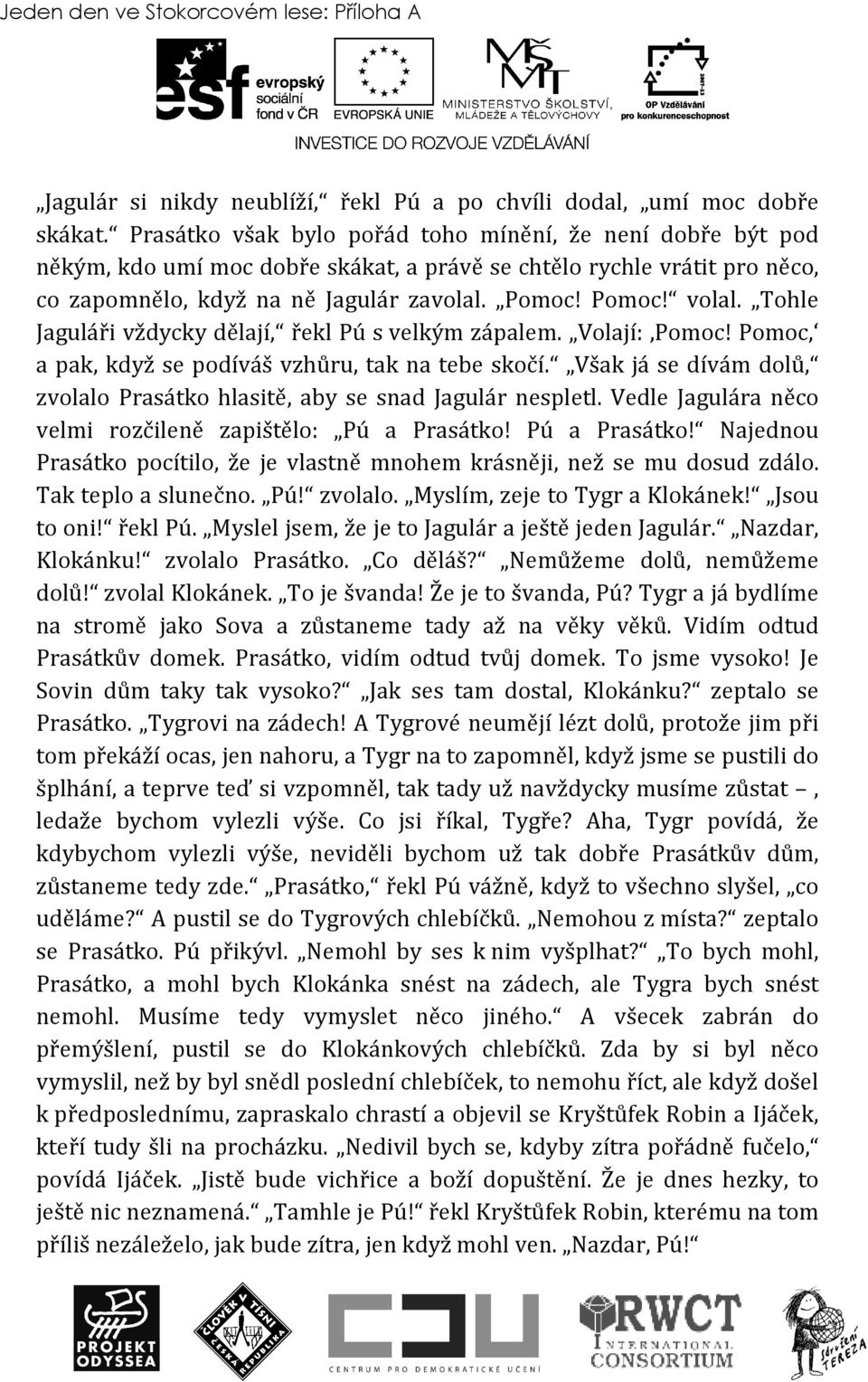 Tohle Jaguláři vždycky dělají, řekl Pú s velkým zápalem. Volají:,Pomoc! Pomoc, a pak, když se podíváš vzhůru, tak na tebe skočí.