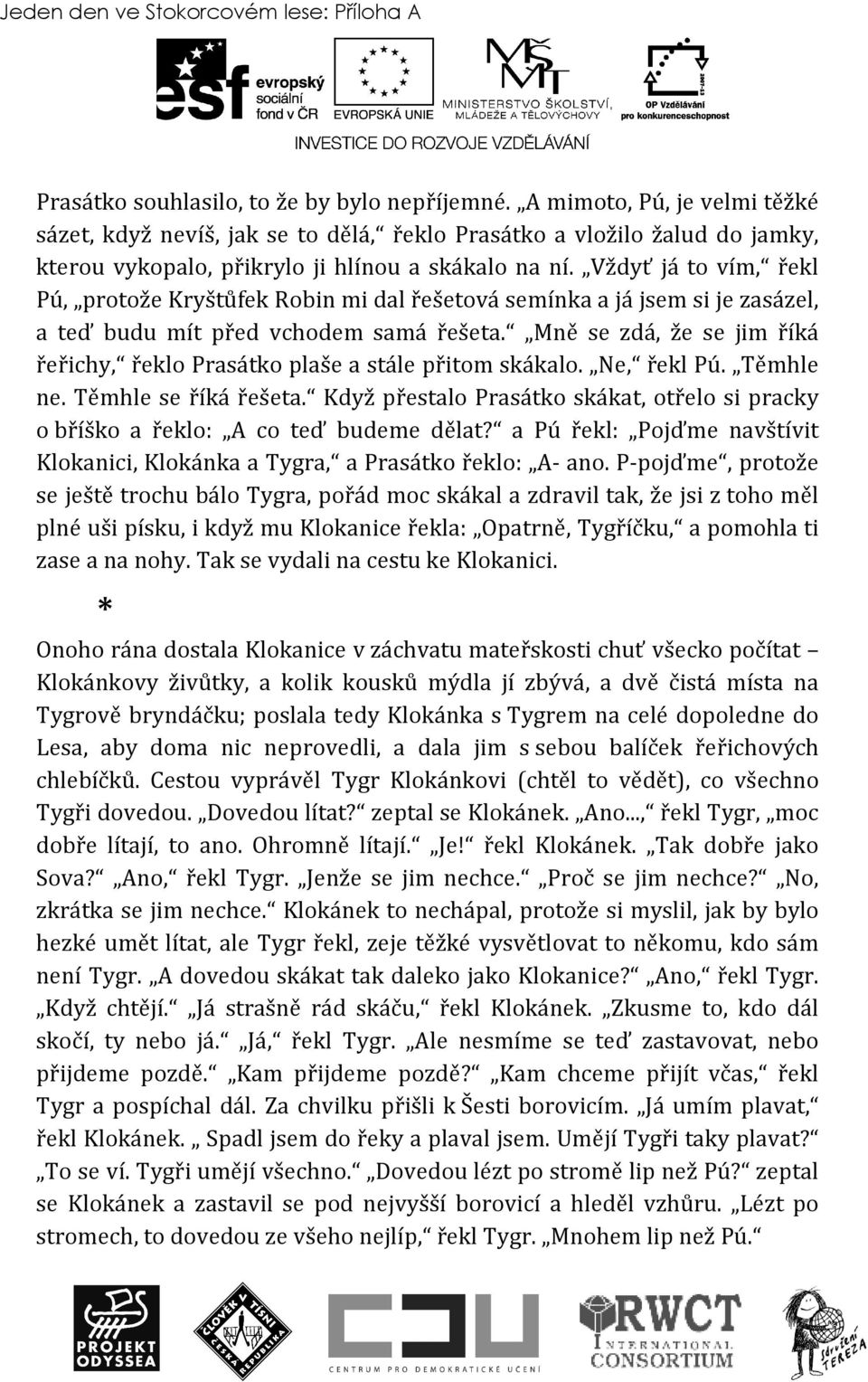 Vždyť já to vím, řekl Pú, protože Kryštůfek Robin mi dal řešetová semínka a já jsem si je zasázel, a teď budu mít před vchodem samá řešeta.