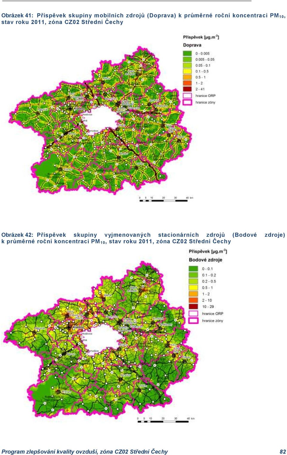 vyjmenovaných stacionárních zdrojů (Bodové zdroje) k průměrné roční koncentraci PM 10,