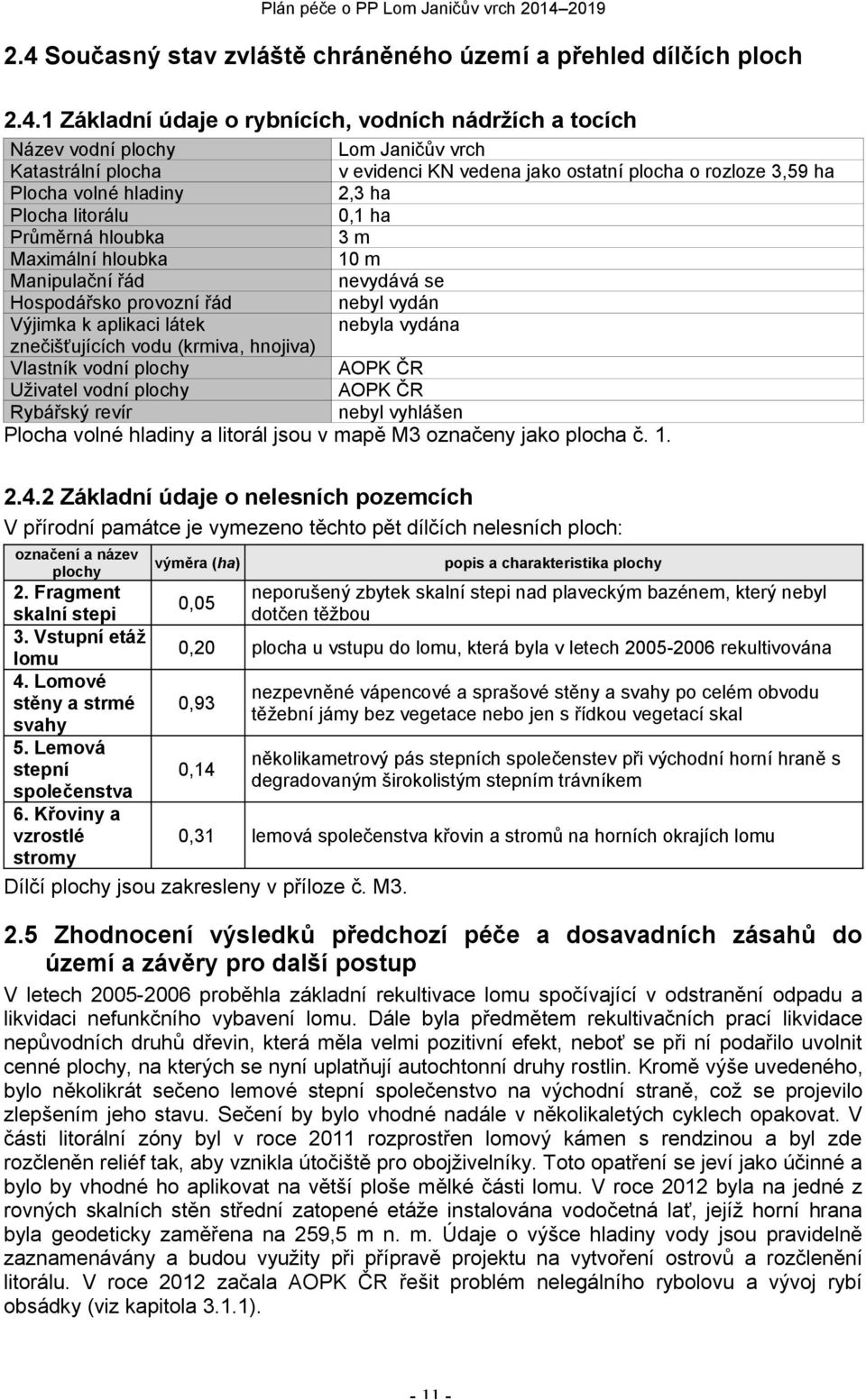 vydán Výjimka k aplikaci látek nebyla vydána znečišťujících vodu (krmiva, hnojiva) Vlastník vodní plochy AOPK ČR Uživatel vodní plochy AOPK ČR Rybářský revír nebyl vyhlášen Plocha volné hladiny a