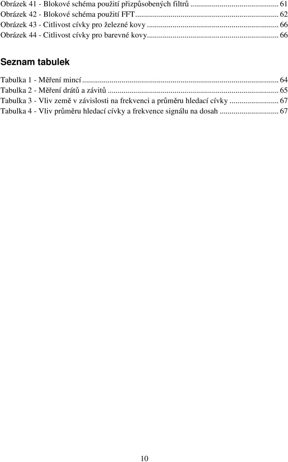 .. 66 Seznam tabulek Tabulka 1 - Měření mincí... 64 Tabulka 2 - Měření drátů a závitů.