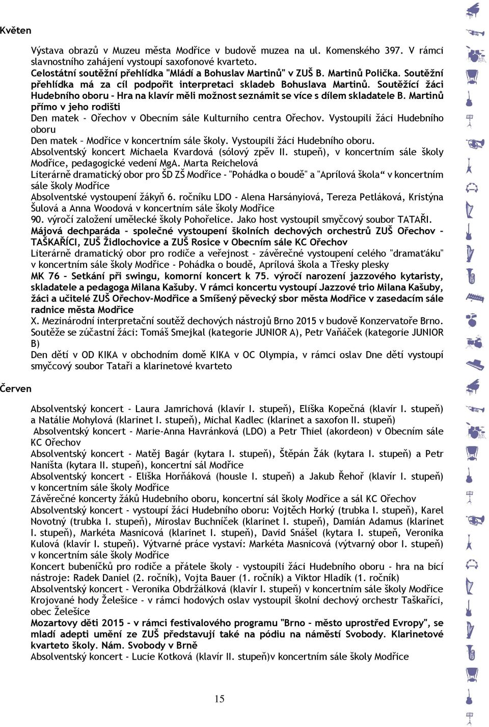 Soutěžící žáci Hudebního oboru - Hra na klavír měli možnost seznámit se více s dílem skladatele B. Martinů přímo v jeho rodišti Den matek - Ořechov v Obecním sále Kulturního centra Ořechov.