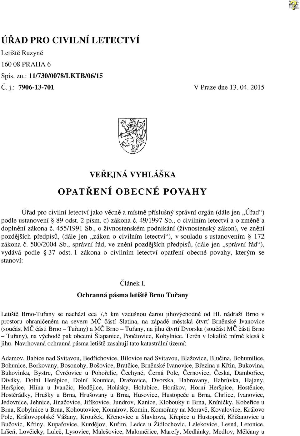 , o civilním letectví a o změně a doplnění zákona č. 455/1991 Sb.