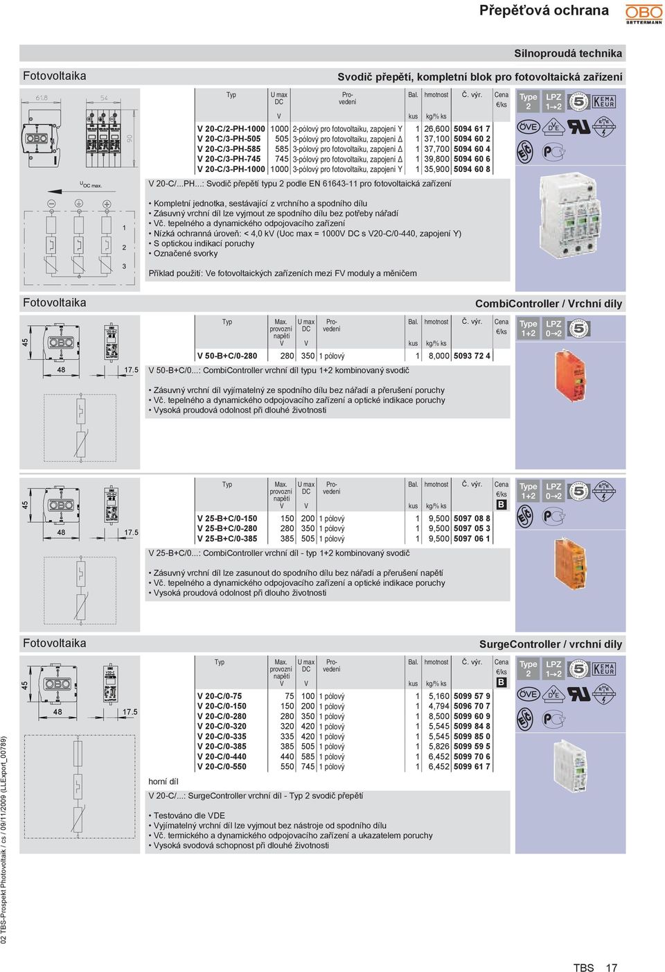 fotovoltaiku, zapojení Δ 1 39,800 5094 60 6 V 20-C/3-PH-