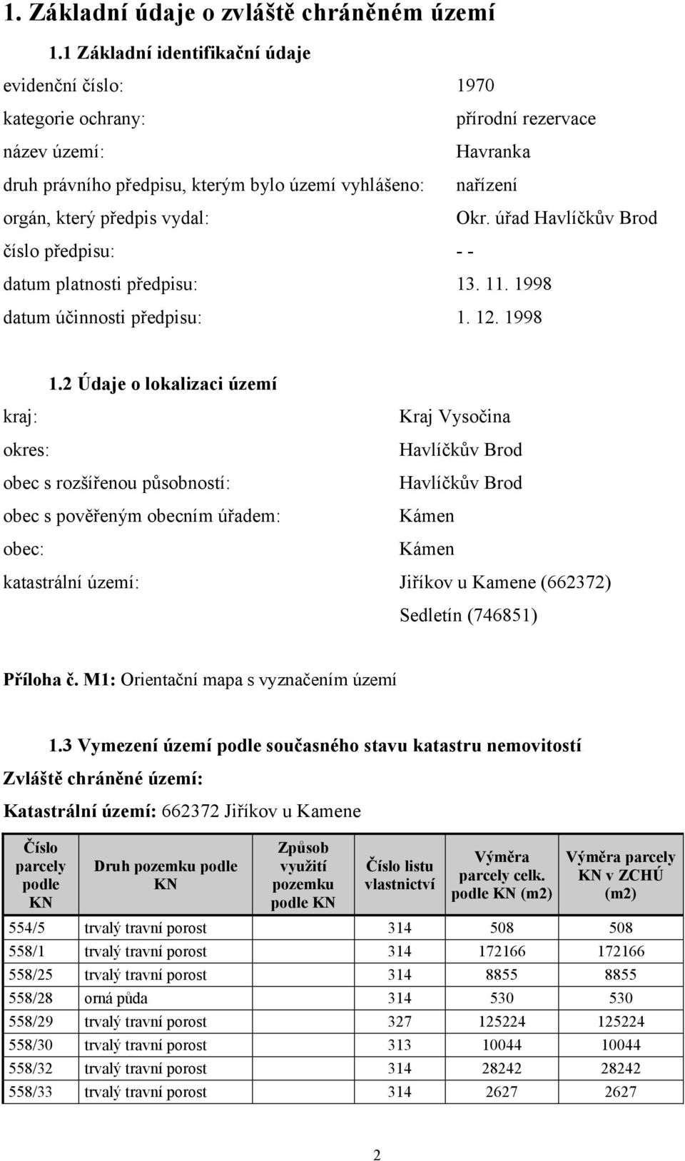 nařízení Okr. úřad Havlíčkův Brod číslo předpisu: - - datum platnosti předpisu: 13. 11. 1998 datum účinnosti předpisu: 1. 12. 1998 1.