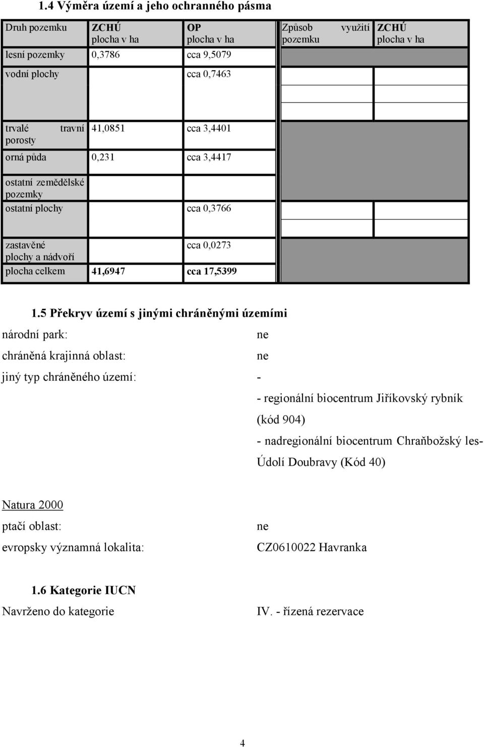 5 Překryv území s jinými chráněnými územími národní park: ne chráněná krajinná oblast: ne jiný typ chráněného území: - - regionální biocentrum Jiříkovský rybník (kód 904) - nadregionální