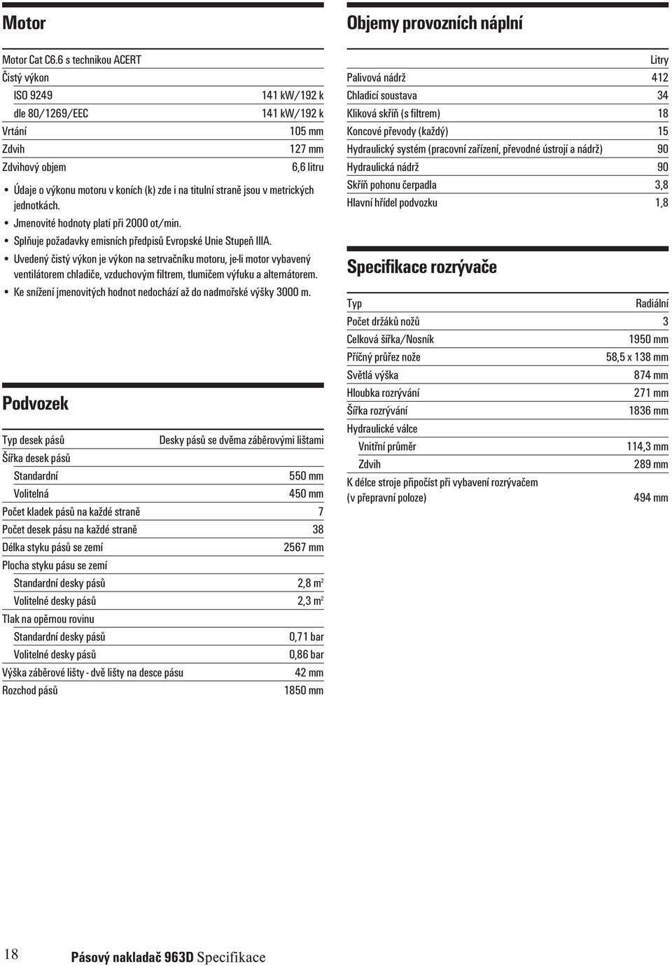 metrických jednotkách. Jmenovité hodnoty platí při 2000 ot/min. Splňuje požadavky emisních předpisů Evropské Unie Stupeň IIIA.