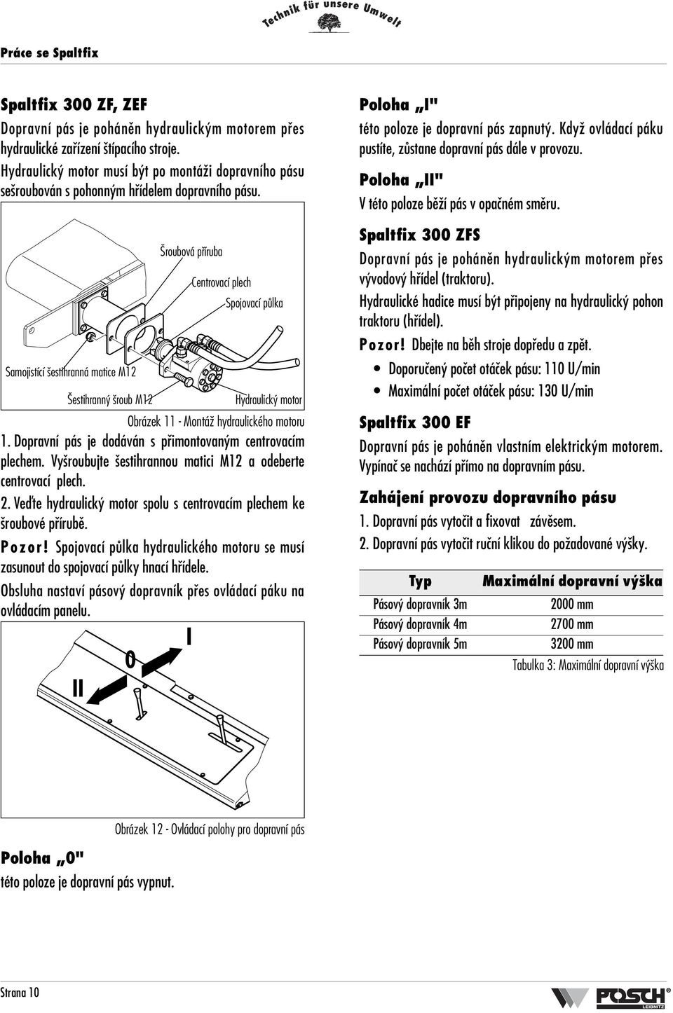 Samojistící estihranná matice M12 estihrann roub M12 roubová pfiíruba Centrovací plech Spojovací pûlka Hydraulick motor Obrázek 11 - MontáÏ hydraulického motoru 1.