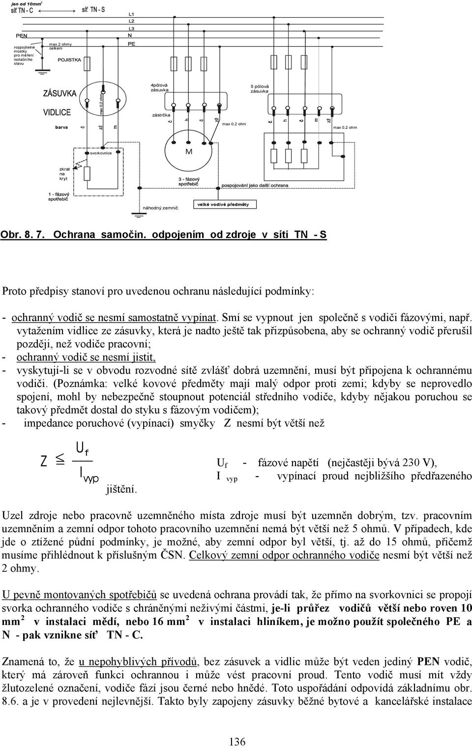odpojením od zdroje v síti TN - S Proto předpisy stanoví pro uvedenou ochranu následující podmínky: - ochranný vodič se nesmí samostatně vypínat. Smí se vypnout jen společně s vodiči fázovými, např.