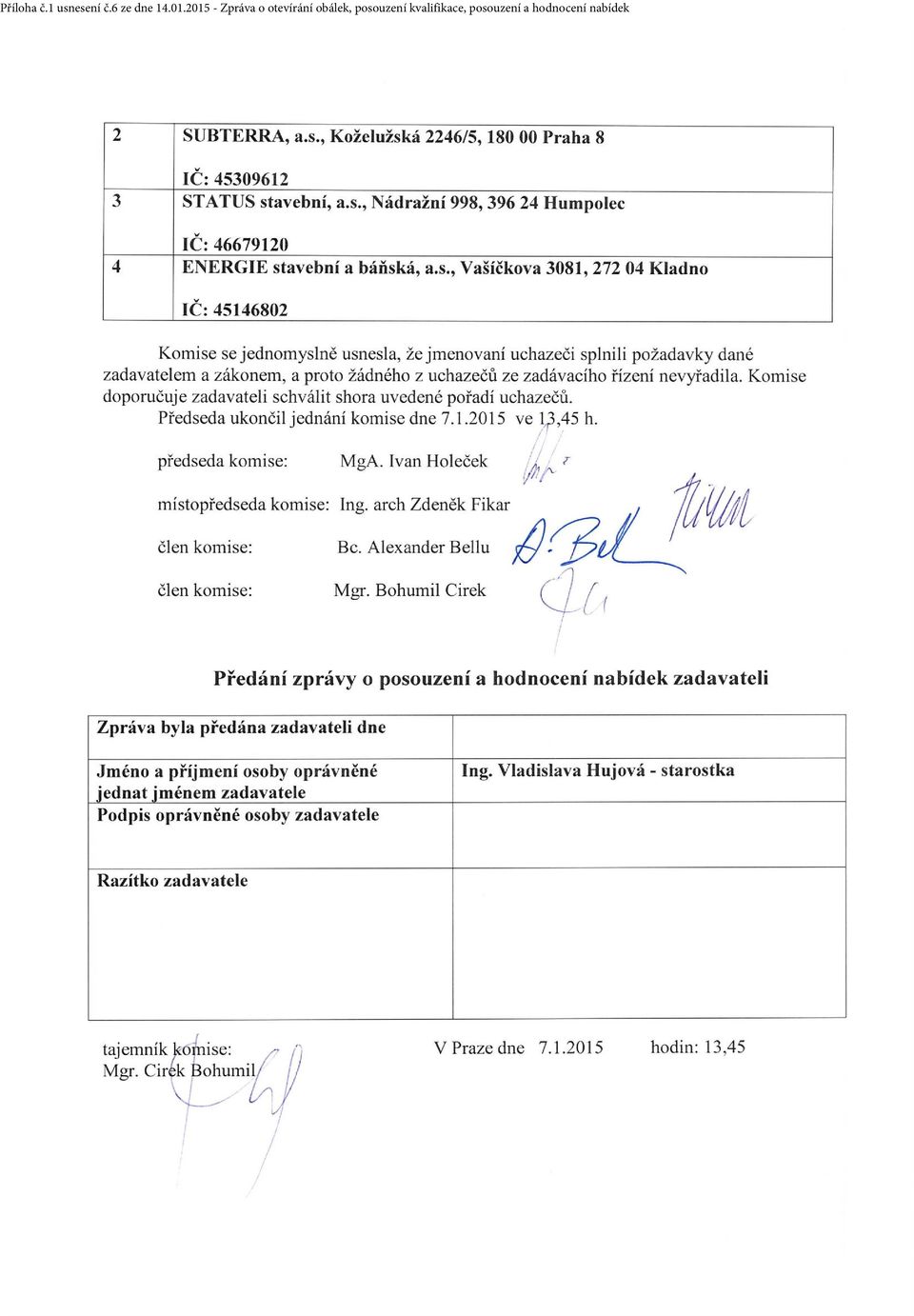 2015 - Zpráva o otevírání