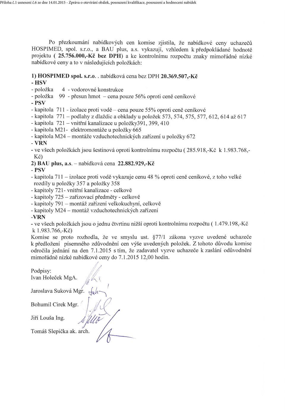 2015 - Zpráva o otevírání