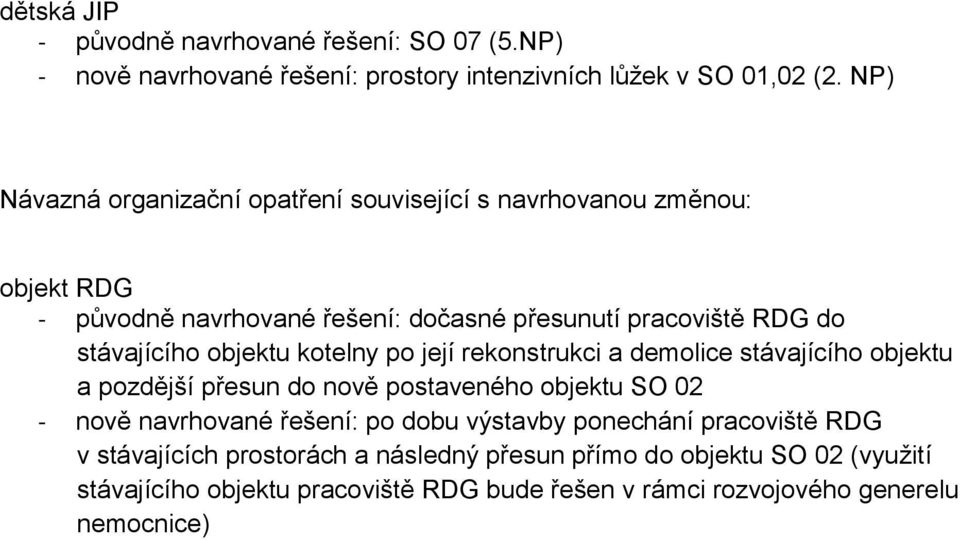 objektu kotelny po její rekonstrukci a demolice stávajícího objektu a pozdější přesun do nově postaveného objektu SO 02 - nově navrhované řešení: po dobu