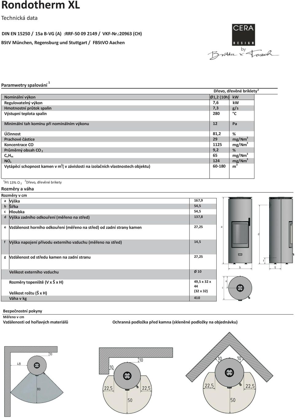 kw g/s Výstupní teplota spalin 280 C Minimální tah komínu při nominálním výkonu 12 Pa Účinnost 81,2 % Prachové částice 29 mg/nm 3 Koncentrace CO 1125 mg/nm 3 Průměrný obsah CO 2 9,2 % C nh m 65 mg/nm