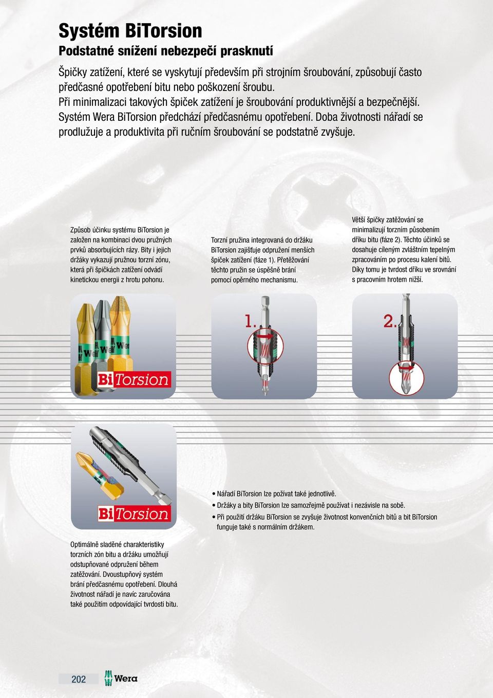 Doba životnosti nářadí se prodlužuje a produktivita při ručním šroubování se podstatně zvyšuje. Způsob účinku systému BiTorsion je založen na kombinaci dvou pružných prvků absorbujících rázy.