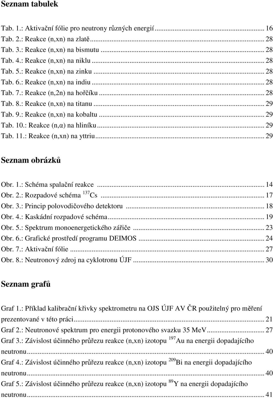 : Reakce (n,α) na hliníku... 29 Tab. 11.: Reakce (n,xn) na yttriu... 29 Seznam obrázků Obr. 1.: Schéma spalační reakce... 14 Obr. 2.: Rozpadové schéma 137 Cs... 17 Obr. 3.