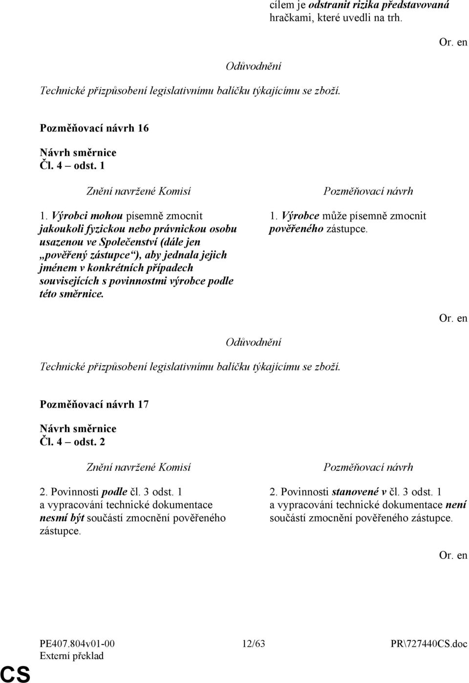 případech souvisejících s povinnostmi výrobce podle této směrnice. 1. Výrobce může písemně zmocnit pověřeného zástupce. 17 Čl. 4 odst. 2 2. Povinnosti podle čl. 3 odst.