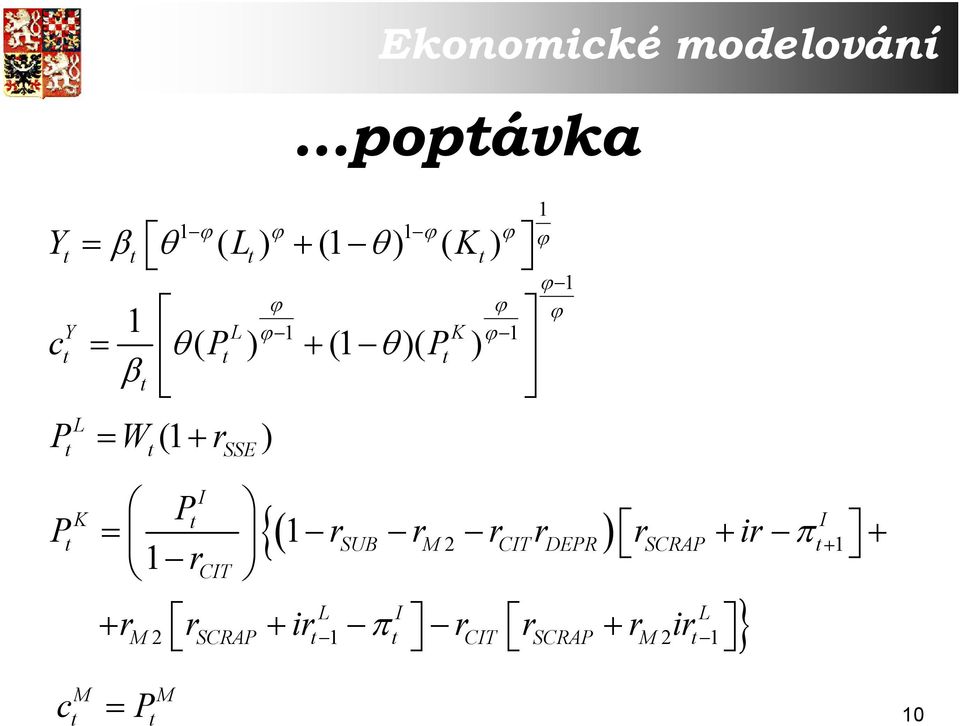 K P t I Pt = {( 1 rsub rm 2 rcit rdepr ) rscrap + ir π t+ 1 + 1 r CIT L