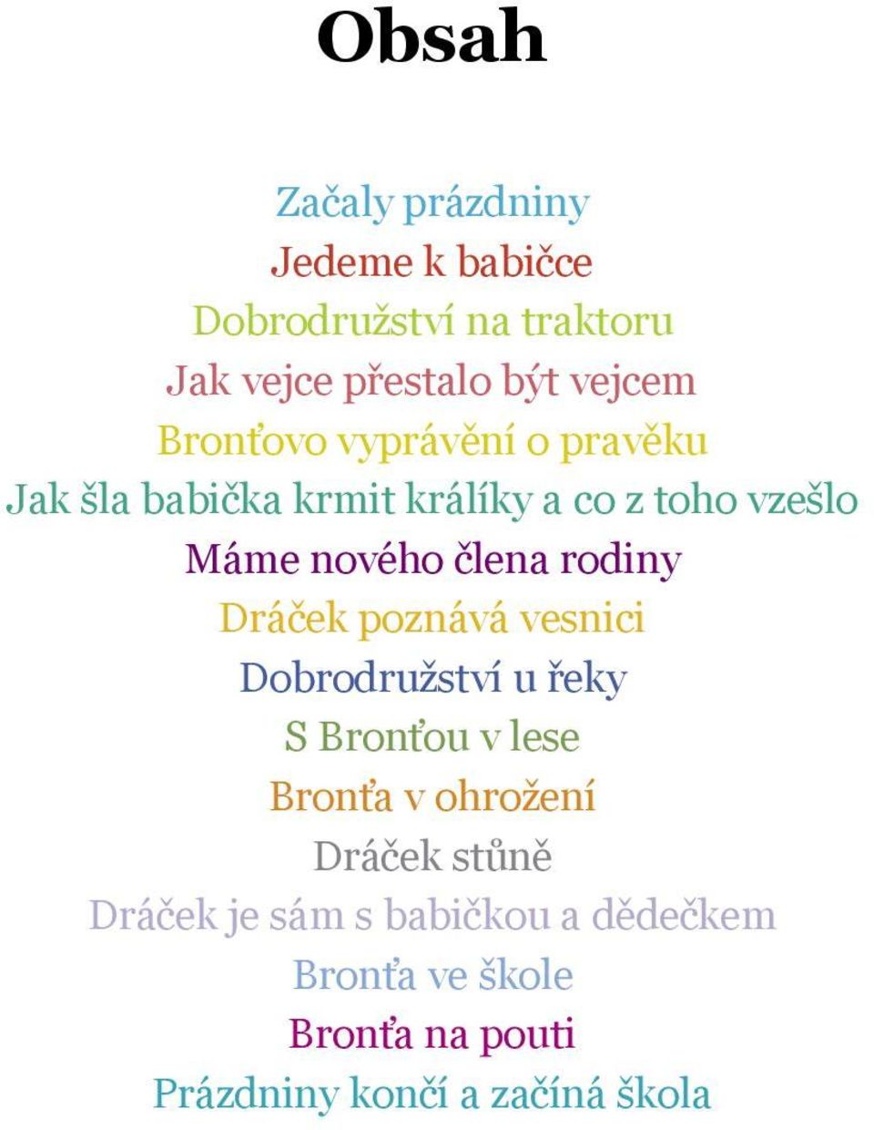 rodiny Dráček poznává vesnici Dobrodružství u řeky S Bronťou v lese Bronťa v ohrožení Dráček