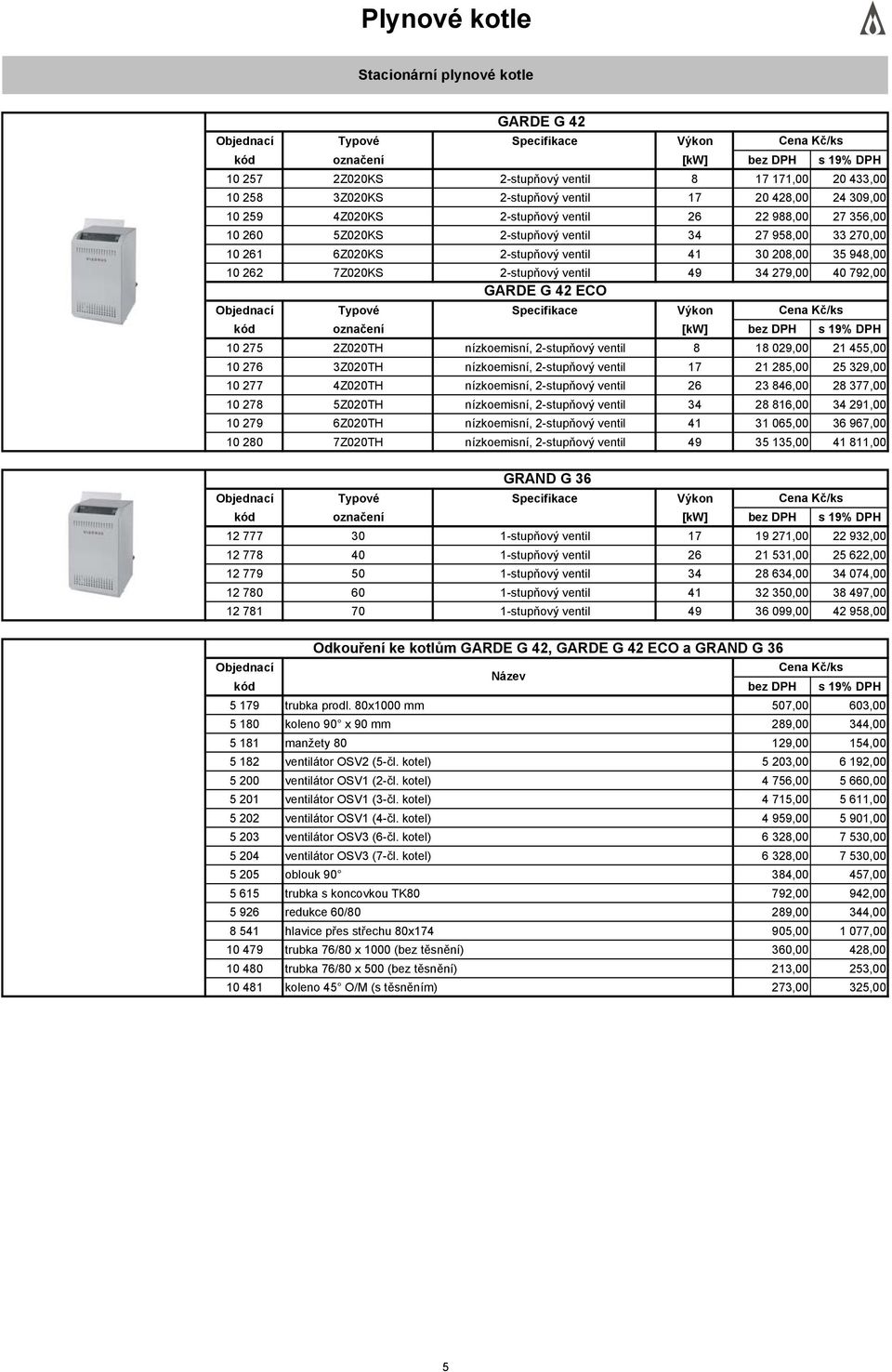 279,00 40 792,00 GARDE G 42 ECO Typové Specifikace Výkon 10 275 2Z020TH nízkoemisní, 2-stupňový ventil 8 18 029,00 21 455,00 10 276 3Z020TH nízkoemisní, 2-stupňový ventil 17 21 285,00 25 329,00 10