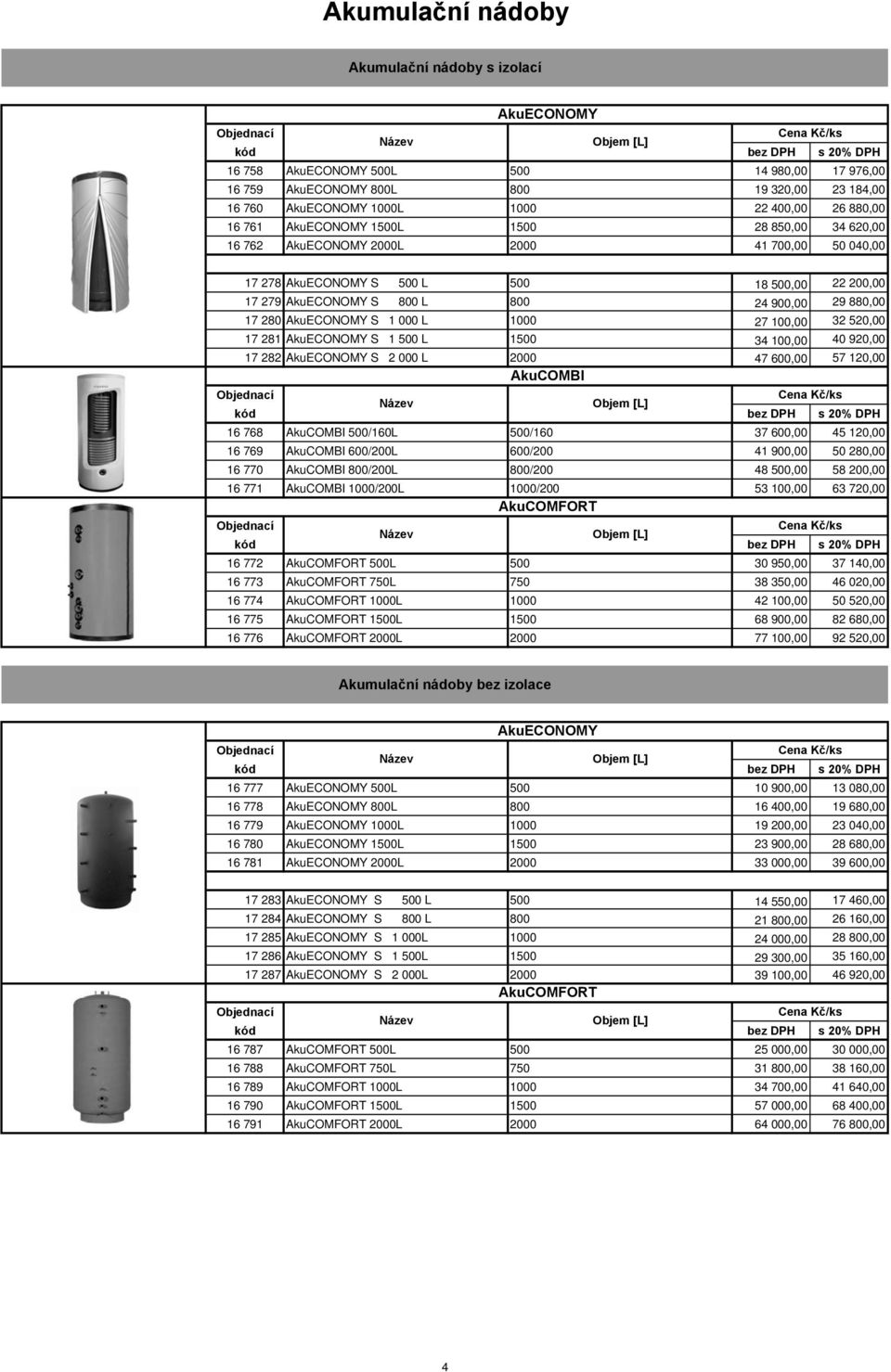 29 880,00 17 280 AkuECONOMY S 1 000 L 1000 27 100,00 32 520,00 17 281 AkuECONOMY S 1 500 L 1500 34 100,00 40 920,00 17 282 AkuECONOMY S 2 000 L 2000 47 600,00 57 120,00 AkuCOMBI Objem [L] 16 768