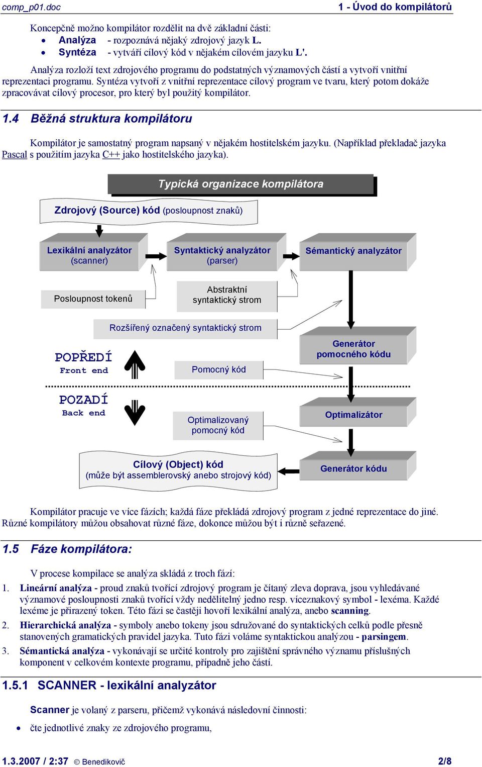 Syntéza vytvoří z vnitřní reprezentace cílový program ve tvaru, který potom dokáže zpracovávat cílový procesor, pro který byl použitý kompilátor. 1.