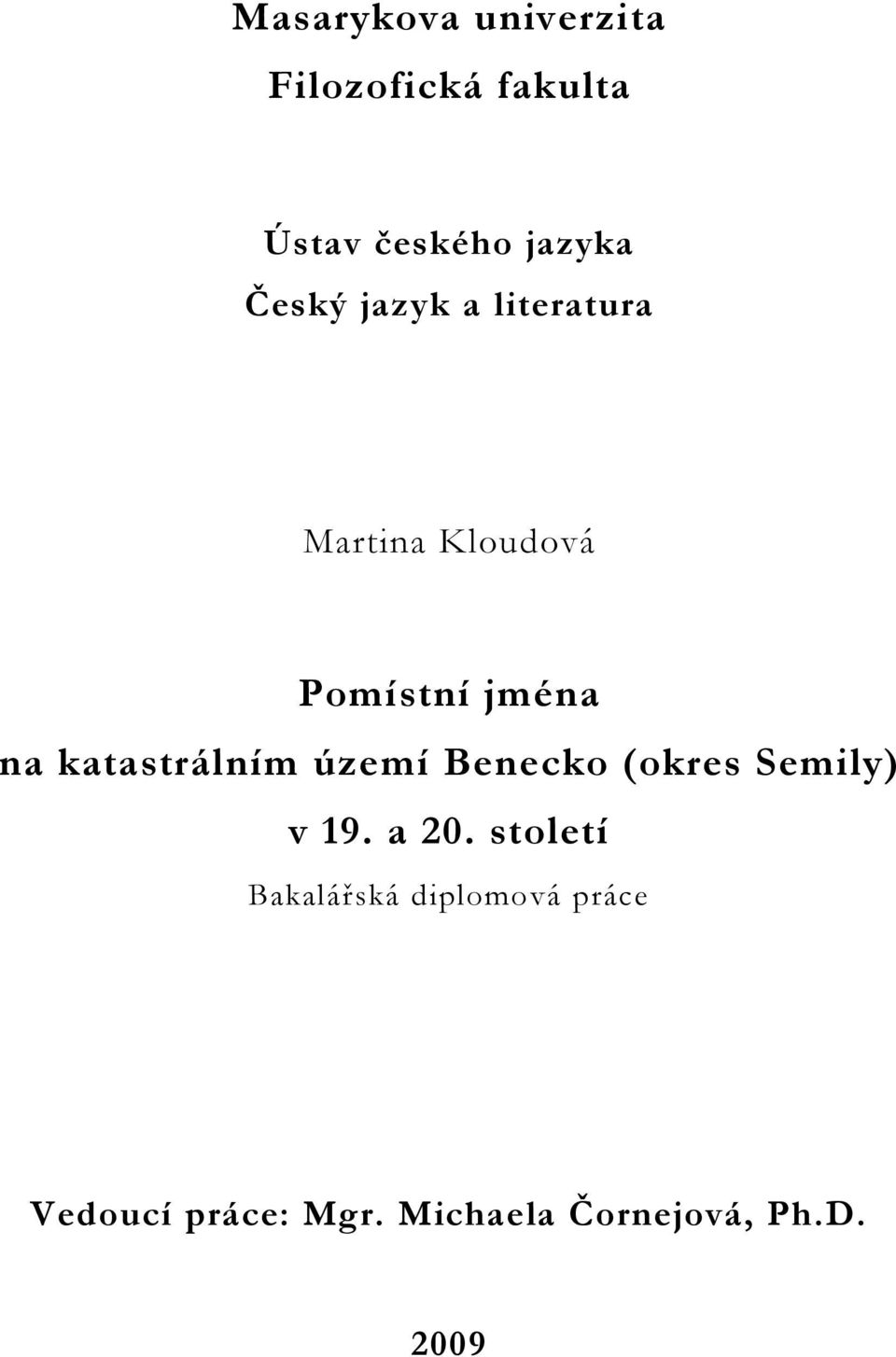 katastrálním území Benecko (okres Semily) v 19. a 20.