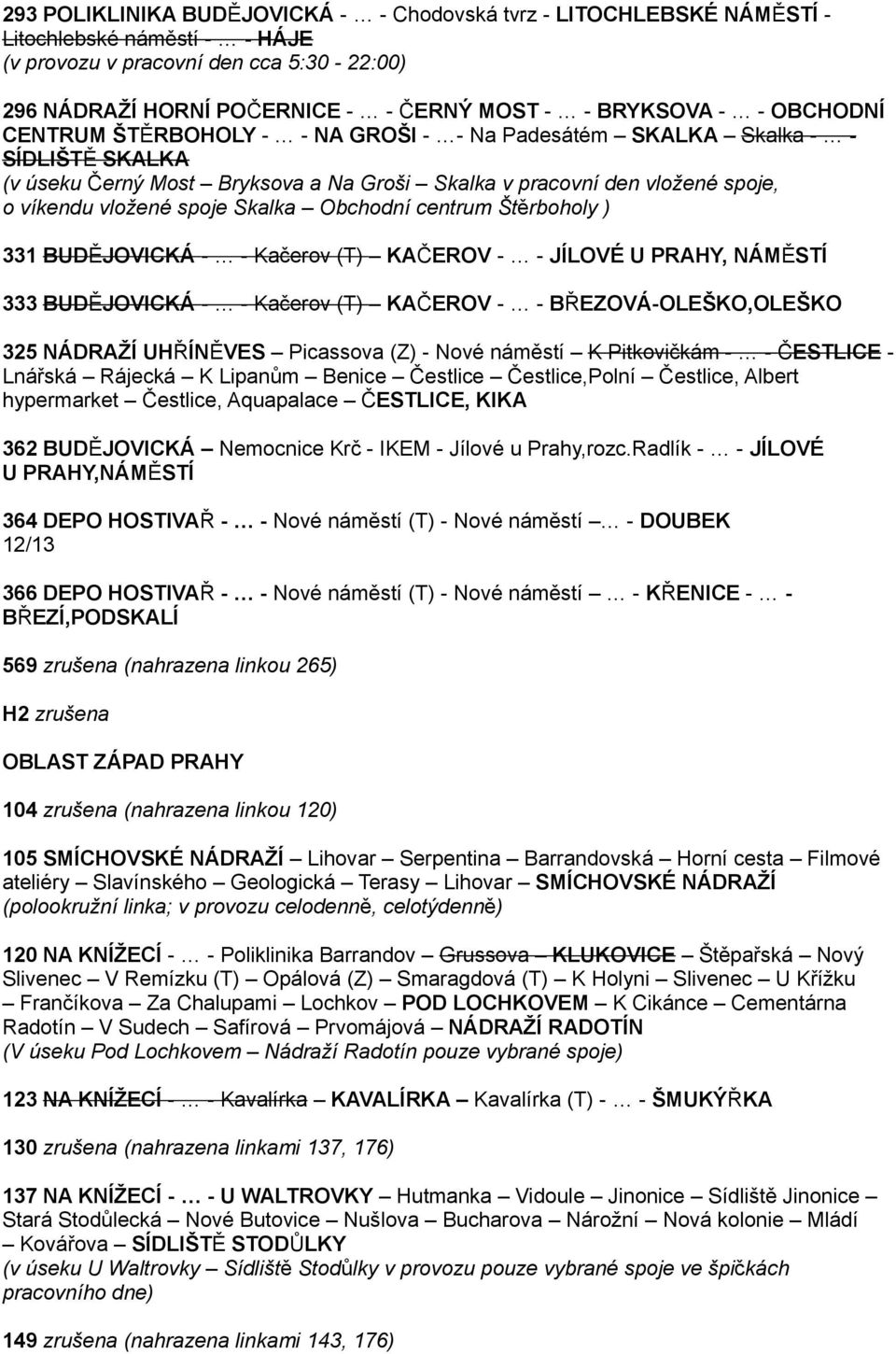 Skalka Obchodní centrum Štěrboholy ) 331 BUDĚJOVICKÁ - - Kačerov (T) KAČEROV - - JÍLOVÉ U PRAHY, NÁMĚSTÍ 333 BUDĚJOVICKÁ - - Kačerov (T) KAČEROV - - BŘEZOVÁ-OLEŠKO,OLEŠKO 325 NÁDRAŽÍ UHŘÍNĚVES