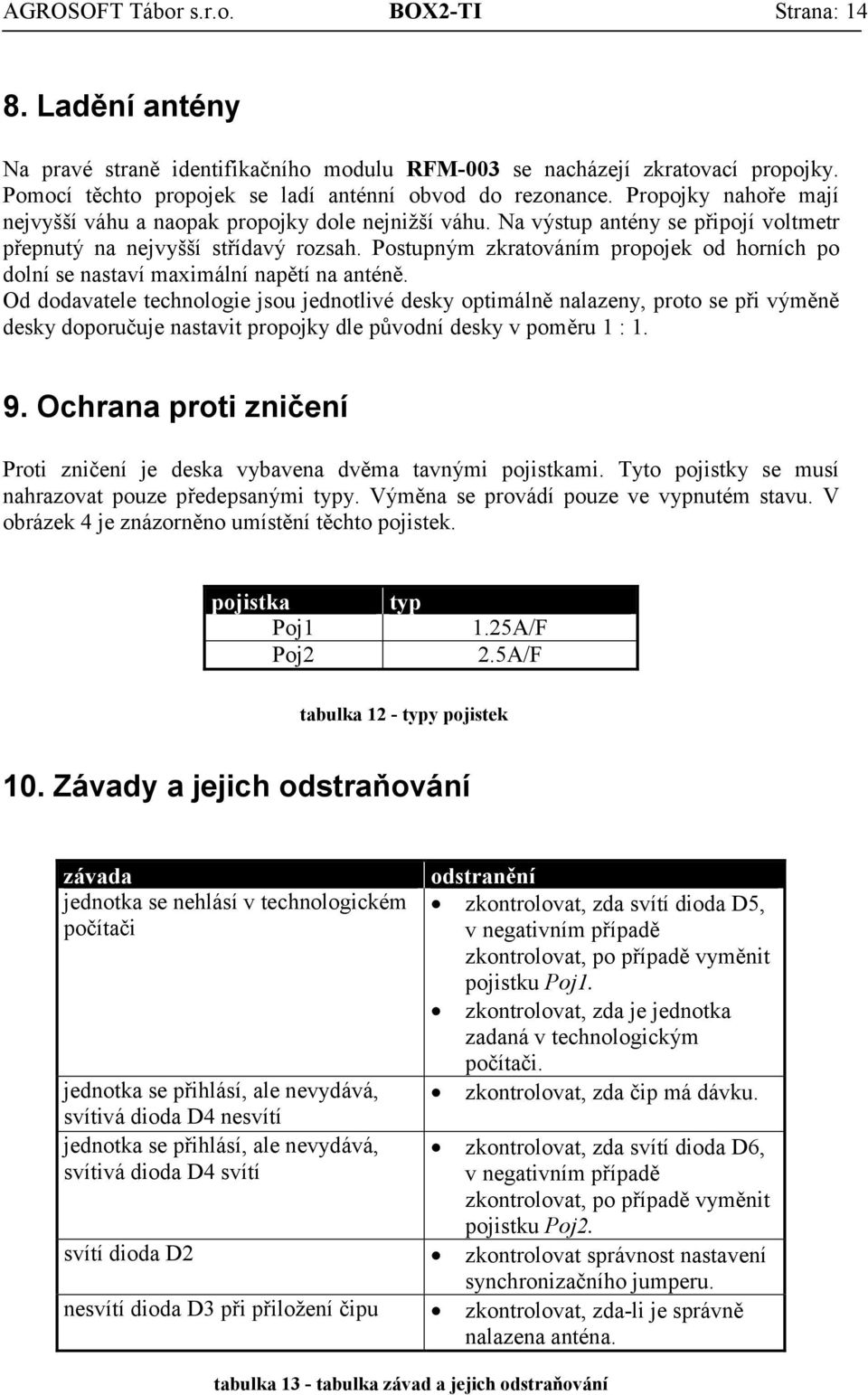 Postupným zkratováním propojek od horních po dolní se nastaví maximální napětí na anténě.