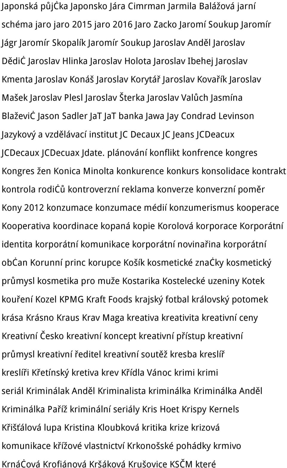 Sadler JaT JaT banka Jawa Jay Condrad Levinson Jazykový a vzdělávací institut JC Decaux JC Jeans JCDeacux JCDecaux JCDecuax Jdate.