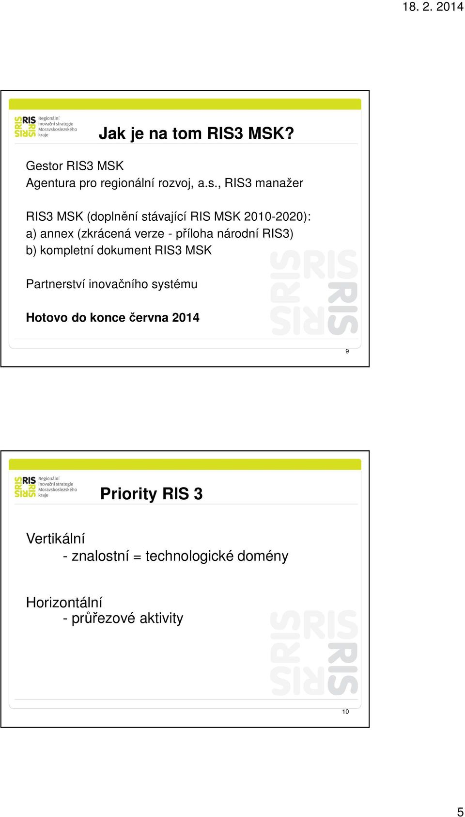 , RIS3 manažer RIS3 MSK (doplnění stávající RIS MSK 2010-2020): a) annex (zkrácená verze -
