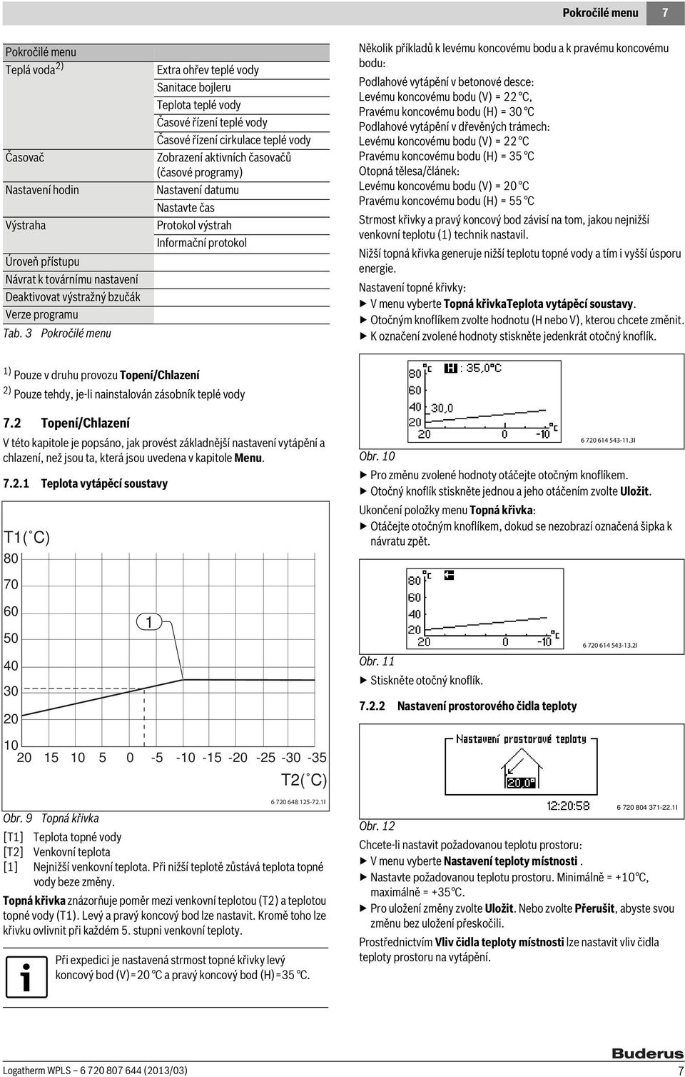 Protokol výstrah Informační protokol Několik příkladů k levému koncovému bodu a k pravému koncovému bodu: Podlahové vytápění v betonové desce: Levému koncovému bodu (V) = 22 C, Pravému koncovému bodu