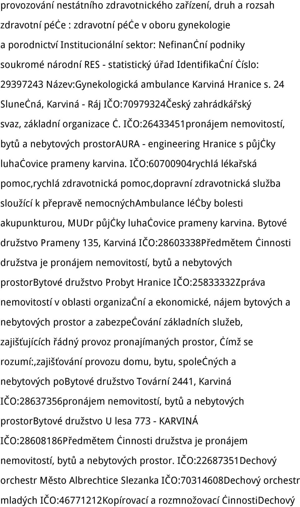 IČO:26433451pronájem nemovitostí, bytů a nebytových prostoraura - engineering Hranice s půjčky luhačovice prameny karvina.