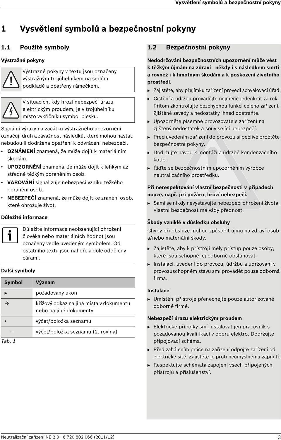 OZNÁMENÍ znamená, že může dojít k materiálním škodám. UPOZORNĚNÍ znamená, že může dojít k lehkým až středně těžkým poraněním osob. VAROVÁNÍ signalizuje nebezpečí vzniku těžkého poranění osob.