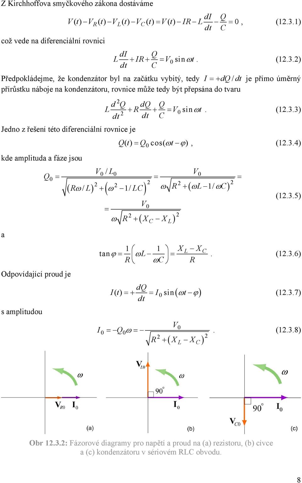 amplituda a fáze jsou Q a Odpovídající proud je s amplitudou d Q dq Q + + = sin ωt (33) dt dt Qt () = Q cos( ωt ϕ), (34) / = = = ( ω/ ) + ( ω / ) ω + ( ω / ω) = ω + X X ( ) X X tan ϕ