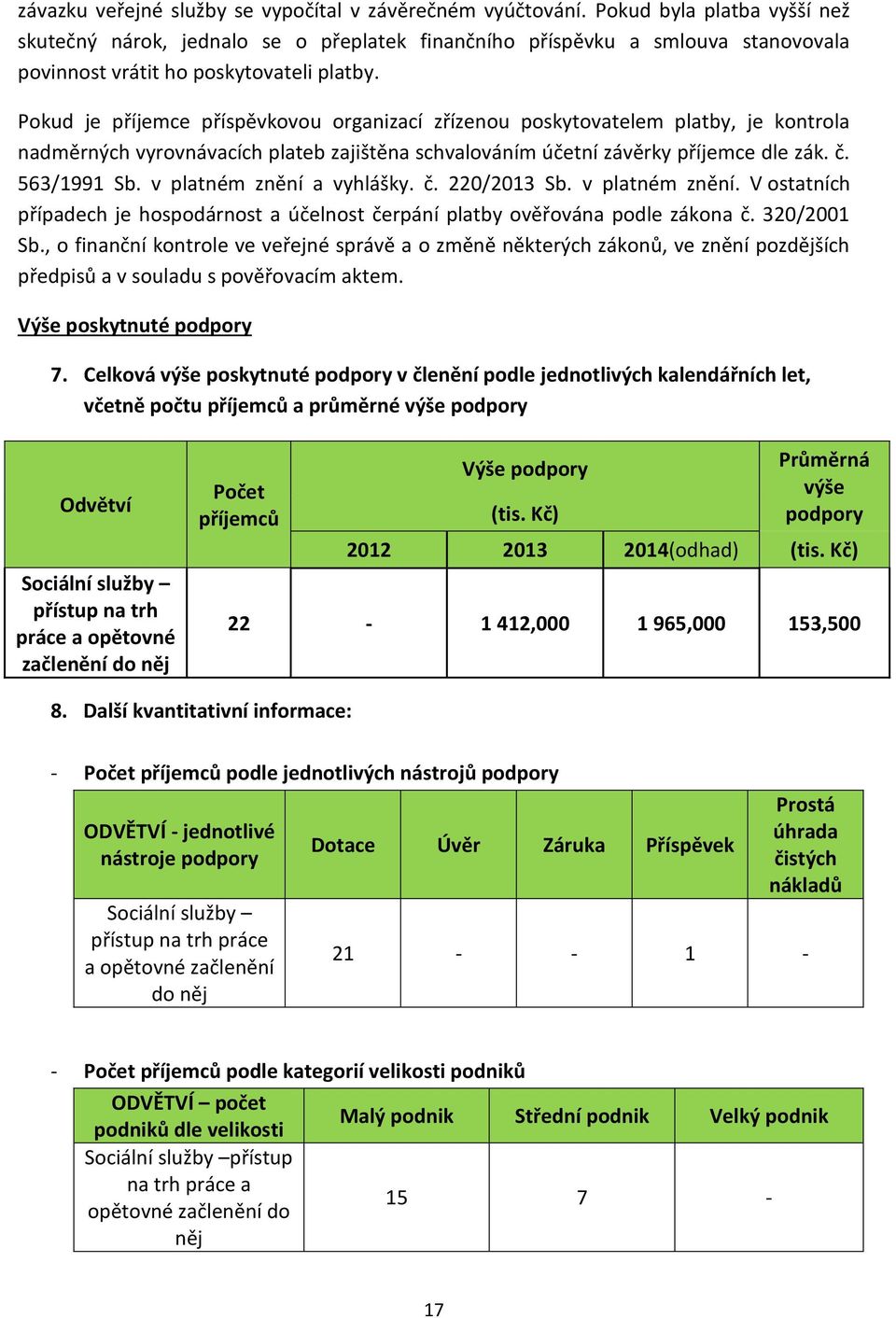 Pokud je příjemce příspěvkovou organizací zřízenou poskytovatelem platby, je kontrola nadměrných vyrovnávacích plateb zajištěna schvalováním účetní závěrky příjemce dle zák. č. 563/1991 Sb.