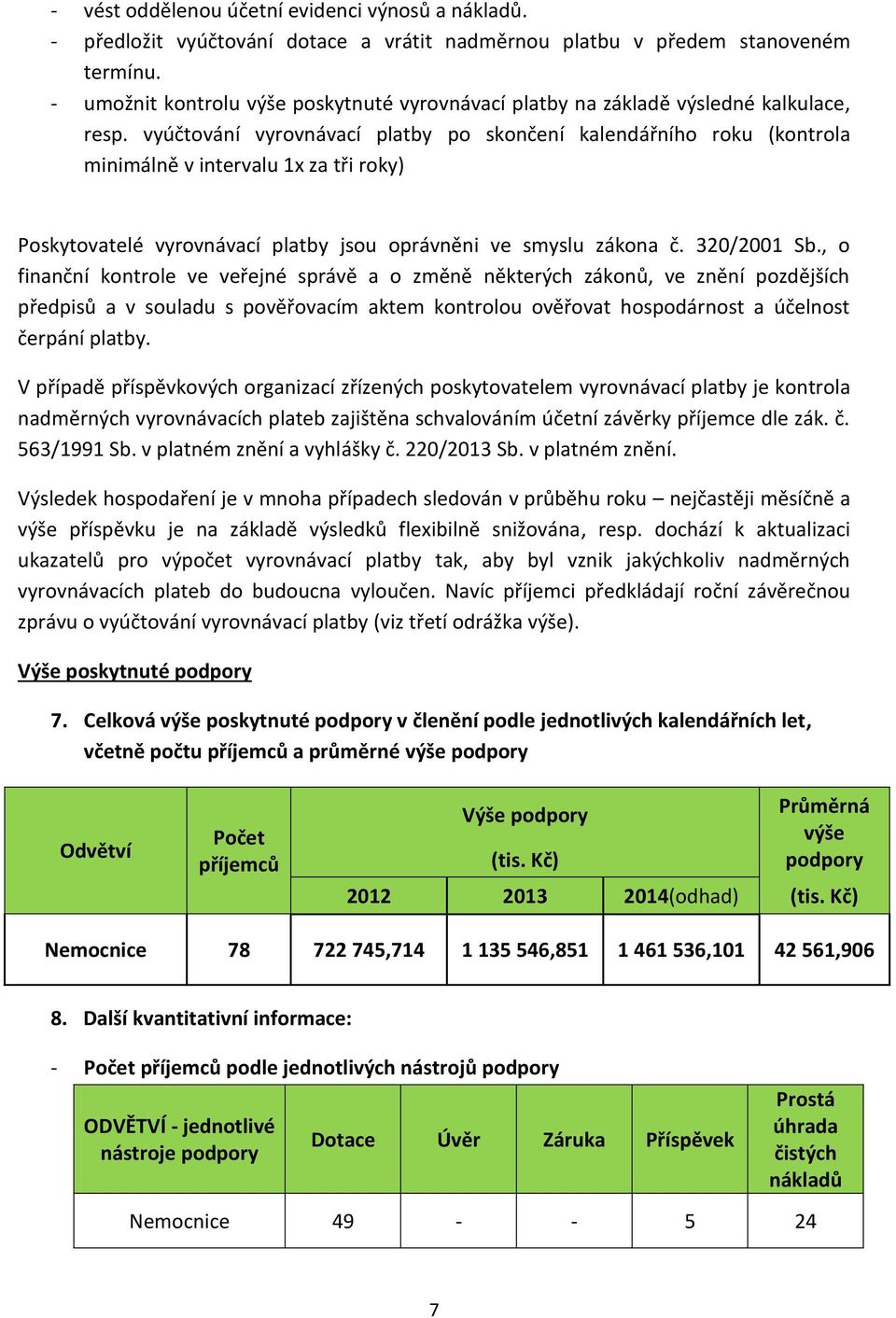 vyúčtování vyrovnávací platby po skončení kalendářního roku (kontrola minimálně v intervalu 1x za tři roky) Poskytovatelé vyrovnávací platby jsou oprávněni ve smyslu zákona č. 320/2001 Sb.