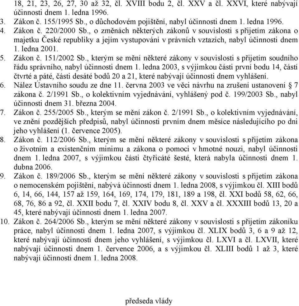 151/2002 Sb., kterým se mění některé zákony v souvislosti s přijetím soudního řádu správního, nabyl účinnosti dnem 1.